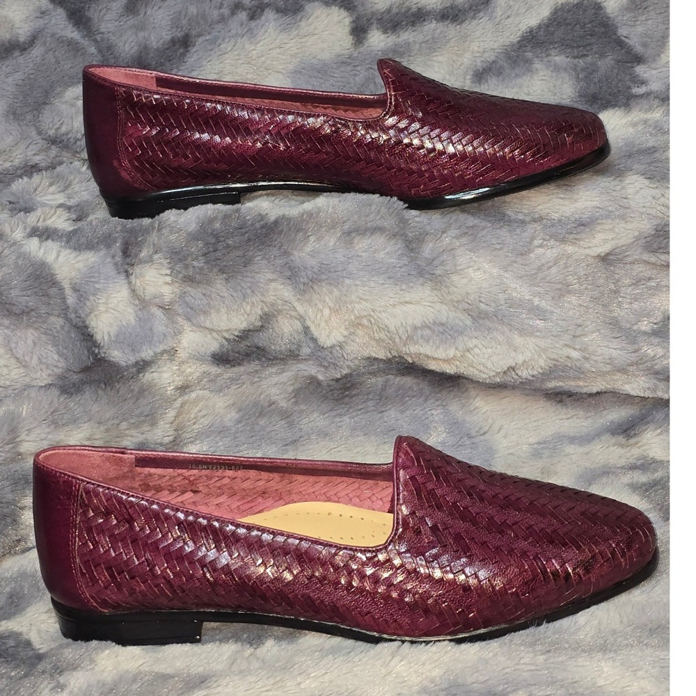 New Trotters Liz III Woven Leather Loafers Burgundy Women's Size 10.5 Narrow